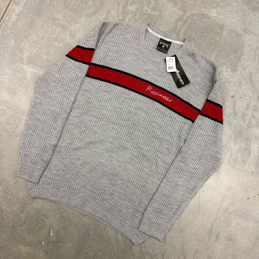 Y2K Mens Rocawear Ribbed Knit Striped Streetwear Sweater XXL